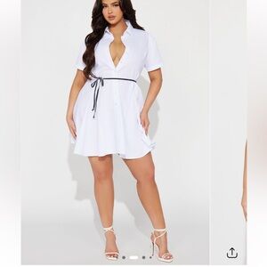 Fashion Nova White Belted Mini Dress